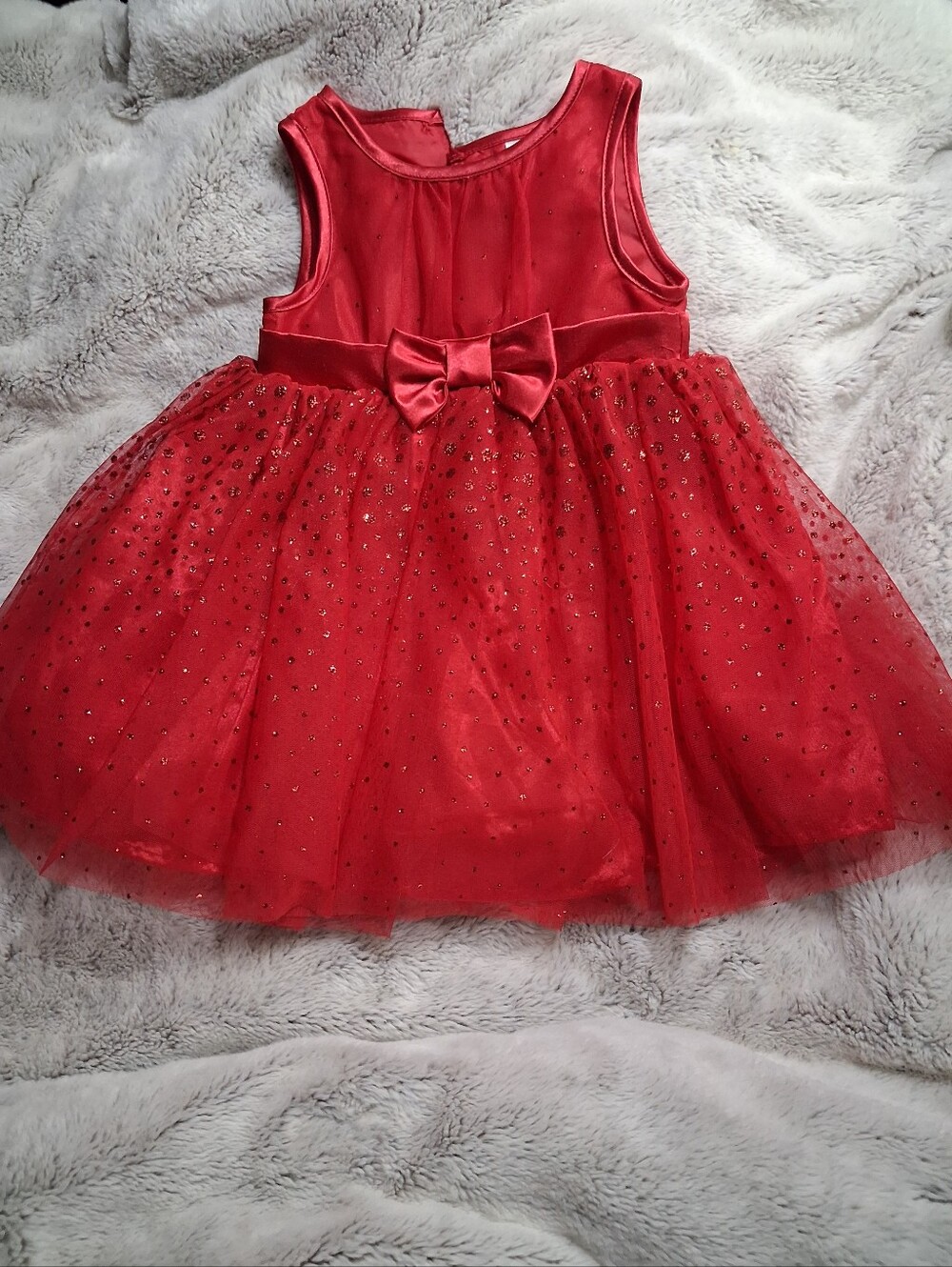 Cherokee Red Sparkle Tulle Dress with Bow